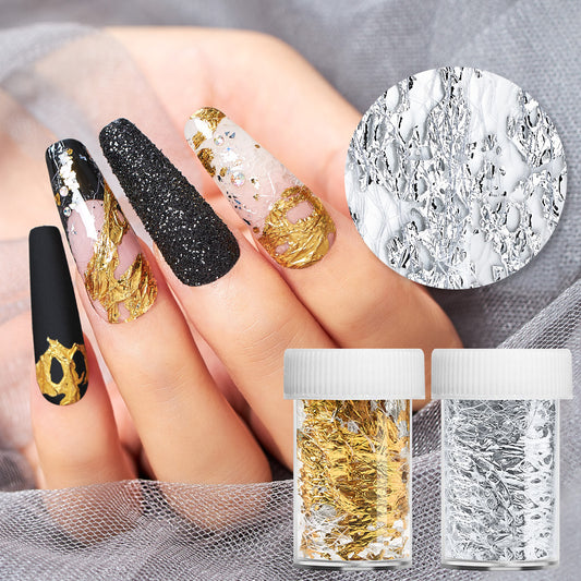 Nail Art Papel de aluminio dorado Malla Sally Malla de aluminio dorada y plateada Hilo dorado