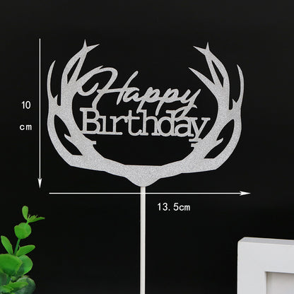 Cake Decoration Insert Wedding Antler Flower Fairy Balloon Happybirthday Shiny Insert Paper Card