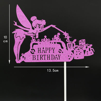 Cake Decoration Insert Wedding Antler Flower Fairy Balloon Happybirthday Shiny Insert Paper Card