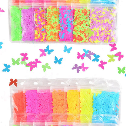 Lentejuelas para uñas de mariposa multicolor medianas en bolsa de hueso