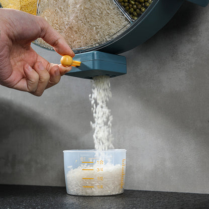 Dispensador de cereales de pared con compartimentos, dispensador de alimentos secos, cereales giratorios para cocina