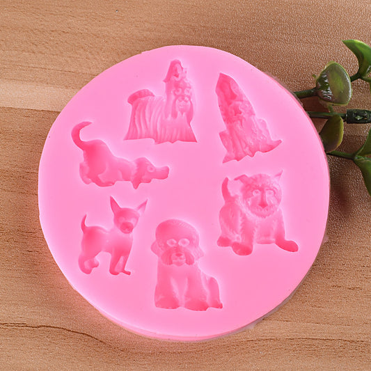 Molde de silicona para perro, león, tigre, oso, molde para fondant, herramienta para hornear galletas, repostería, azúcar, decoración, arcilla, manualidades, gelatina