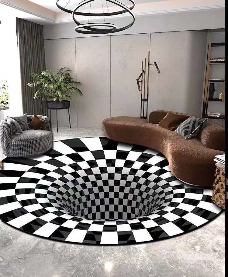 Alfombra 3D Vortex Illusion Alfombra óptica Alfombra para piso Ma