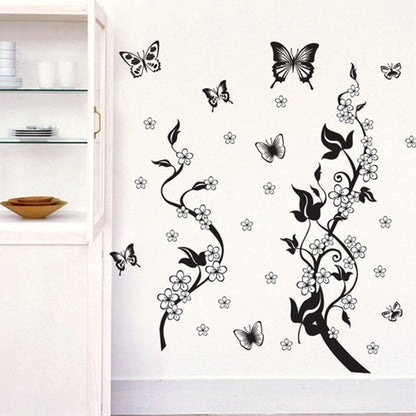 Adhesivo de pared de PVC de moda con diseño de mariposa y flor de tercera generación