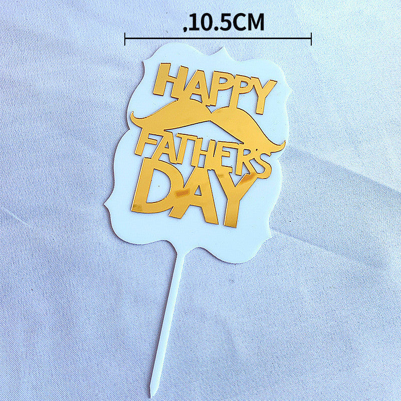 Father's Day Cake Decoration Dad Birthday Decoration Accessories Dad Double Acrylic Insert Letter Baking Decoration