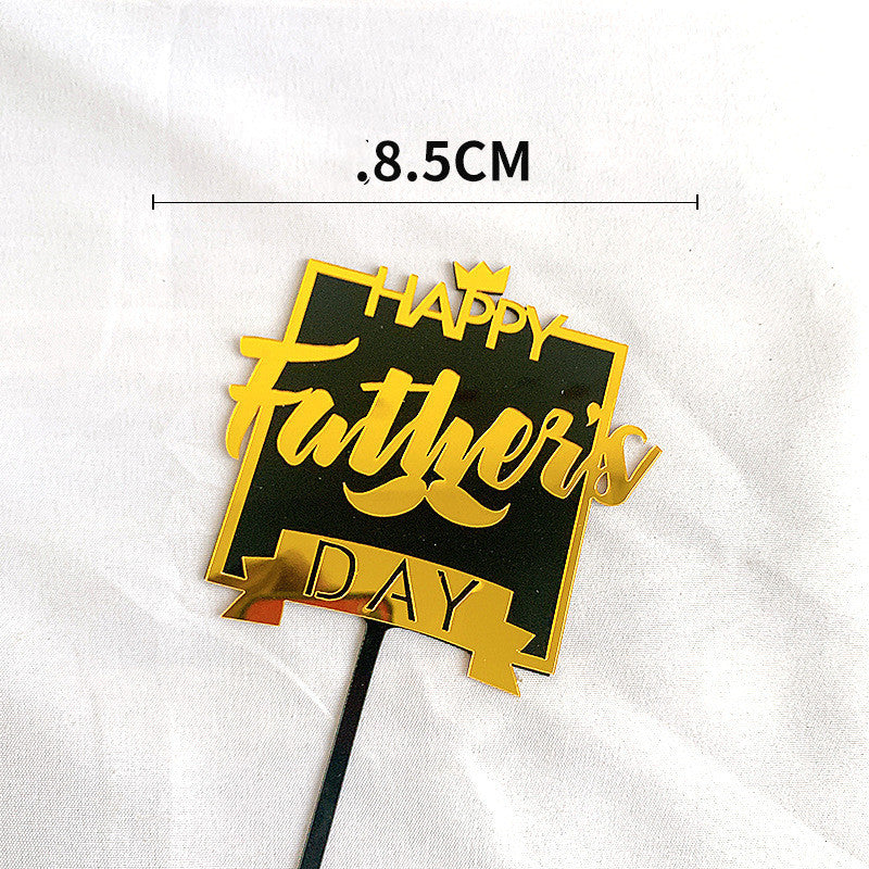 Father's Day Cake Decoration Dad Birthday Decoration Accessories Dad Double Acrylic Insert Letter Baking Decoration