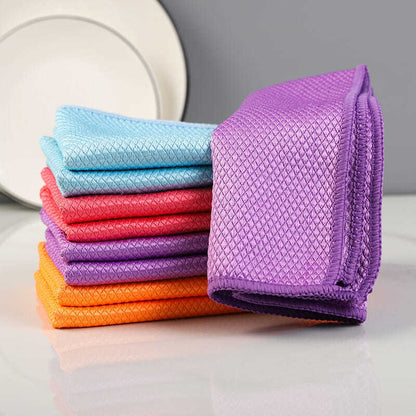 Fish Scale Rag Seamless Glass Cleaning Kitchen Absorbent Towel