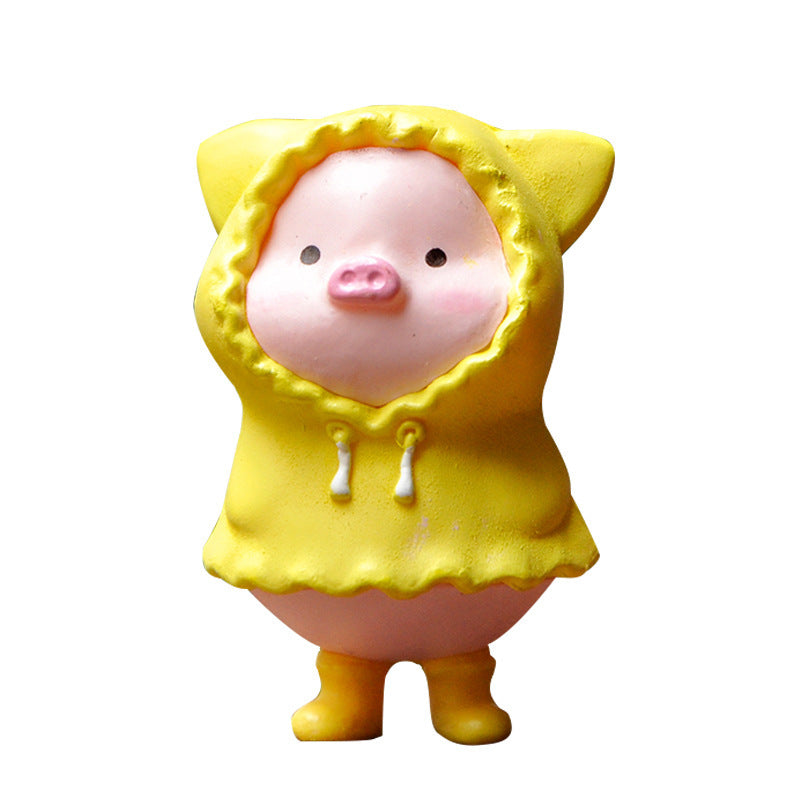 Cute Net Red Drink Milk Red Envelope Piggy Doll   Raincoat Rich Pig Ornaments Desktop Cake Decoration Blind Box