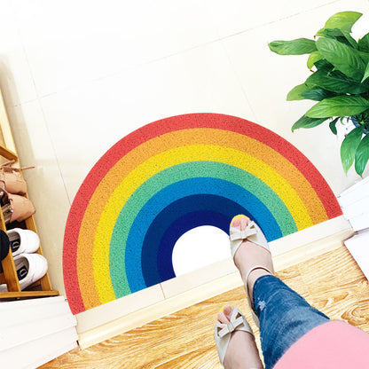 Thickened Semicircle Rainbow Silk Enclosure Floor Mat For Bathroom