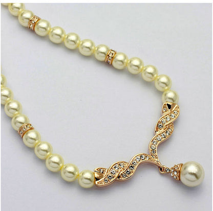 Factory Direct Korean Version, Elegant Angel Wings, Fashionable Pearl Necklace, Earrings, Bridal Suit 9086