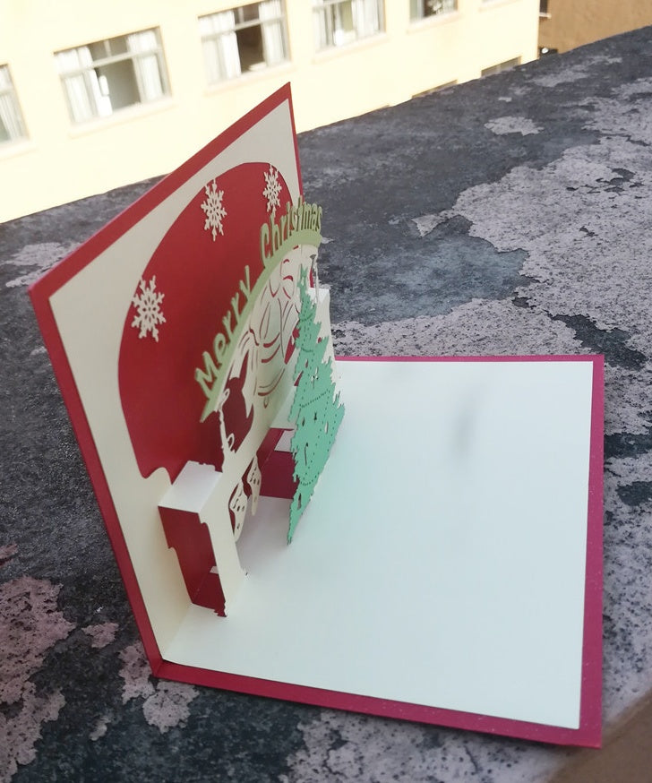 Tarjeta de Navidad al por mayor Tarjeta de felicitación creativa en estéreo 3D Tarjeta de deseos navideños Tarjeta de felicitación hecha a mano para jardín de infantes