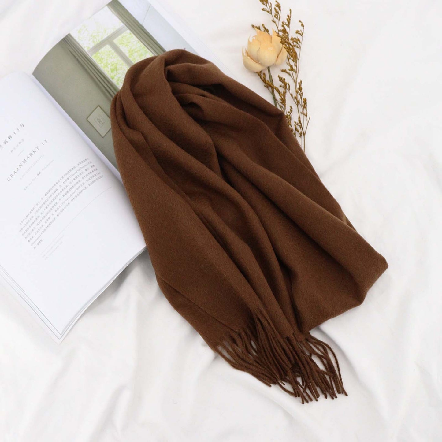 Solid Color High-grade Versatile Winter Thickened Wool Scarf For Women