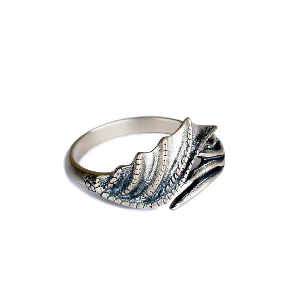 S925 Sterling Silver Dragon Wings Ring Hand Jewelry