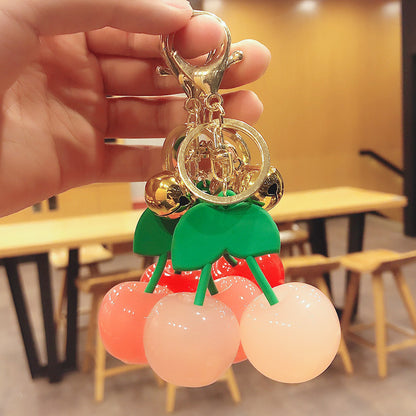 Creative Cartoon Fruit Cherry Acrylic Schoolbag Keychain Pendant