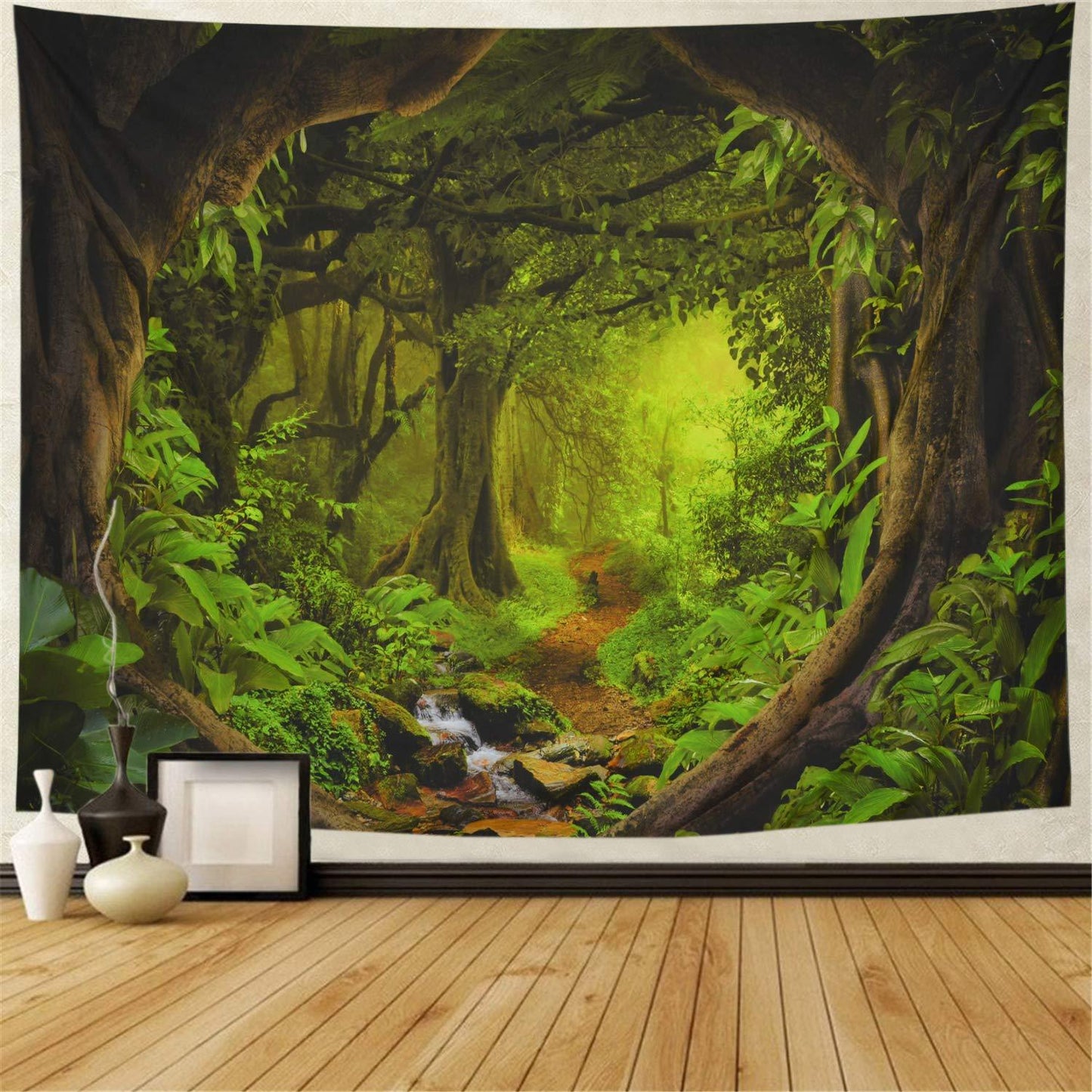 Tapiz grande, hermoso bosque natural, tapiz grande para colgar en la pared, tapiz hippie, tapiz bohemio, arte de pared con mandala