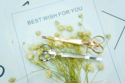 Gold scissors alloy hairpin creative hairpin small clip scissors hairpin word clip