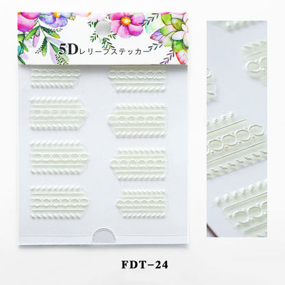 Flower series relief nail stickers