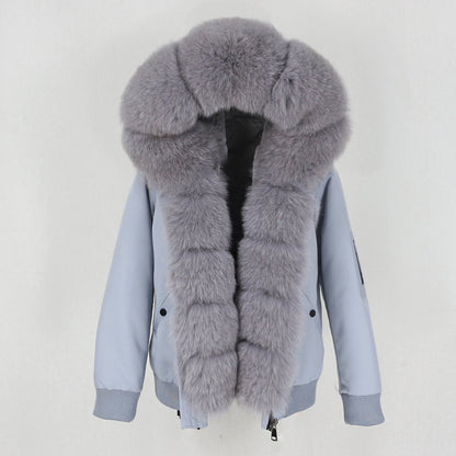 Nueva chaqueta desmontable con forro de piel de mapache gruesa tipo parka