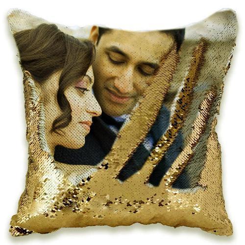 Funda de almohada con lentejuelas y foto personalizada