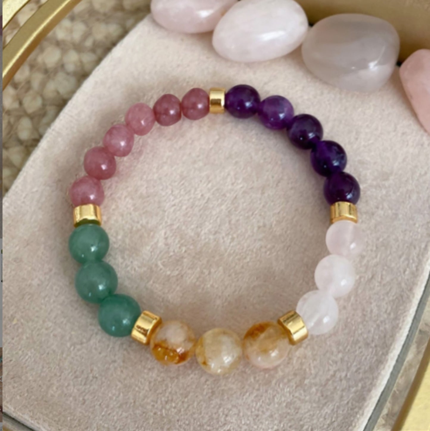 Pulsera de árbol de la suerte con cuentas de tarjeta hecha a mano con piedra natural y joyería de moda