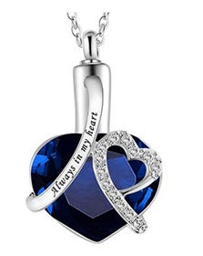 Heart-shaped urn pendant always in my heart perfume bottle