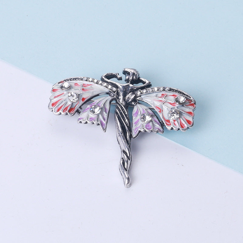 European And American Enamel Dripping Double Butterfly Brooch