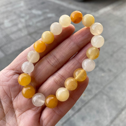 Pulsera de cuentas de piedra de jade con forma de dragón amarillo natural