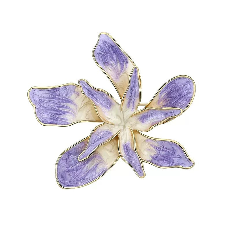 Broche de flor morada, elegante alfiler, accesorio para ropa