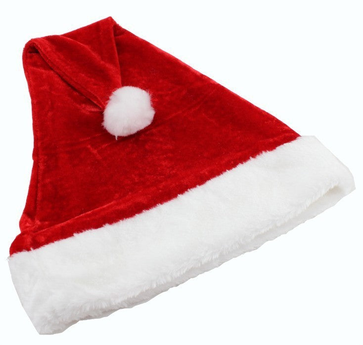 Artículos navideños Gorro de Papá Noel de felpa corta de terciopelo denso para Navidad Nuevo gorro navideño súper suave