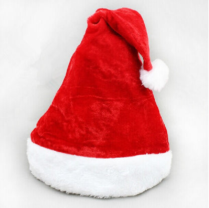 Artículos navideños Gorro de Papá Noel de felpa corta de terciopelo denso para Navidad Nuevo gorro navideño súper suave