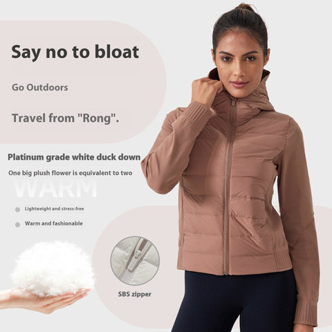 Chaqueta de plumón con capucha fina para mujer, resistente al viento, impermeable y cálida