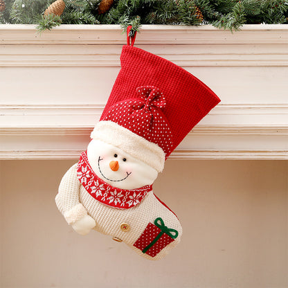 Medias navideñas grandes de punto rojo y blanco, calcetines de Papá Noel para decoración de chimenea, bolsas de regalo de Navidad, porta caramelos, decoración para el hogar 