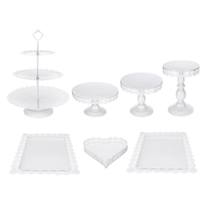 Juego de soporte para tartas de hierro forjado de estilo europeo, soporte para postres de boda, plato con accesorios de encaje