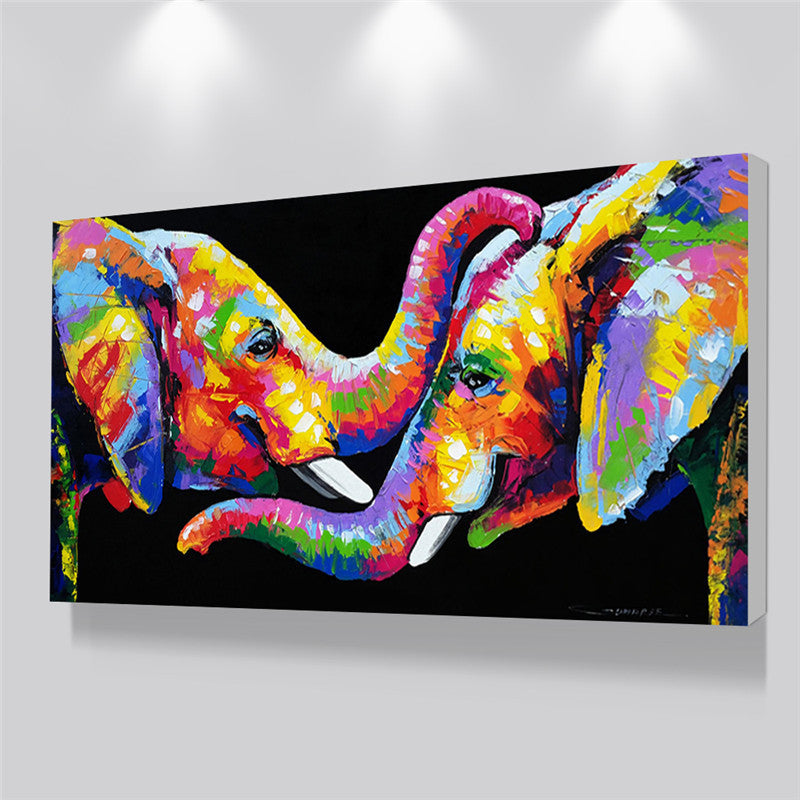 Color Graffiti Elephant Bucket Nose Living Room Wall Canvas Painting