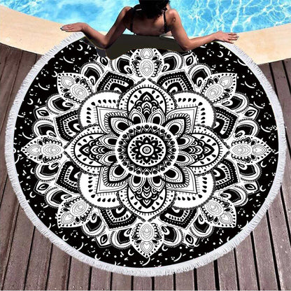 Summer round printed beach towel