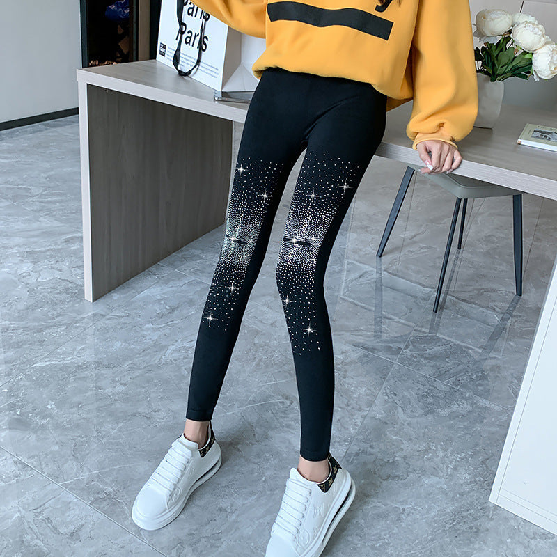 Leggings con brillantes diamantes de imitación para mujer