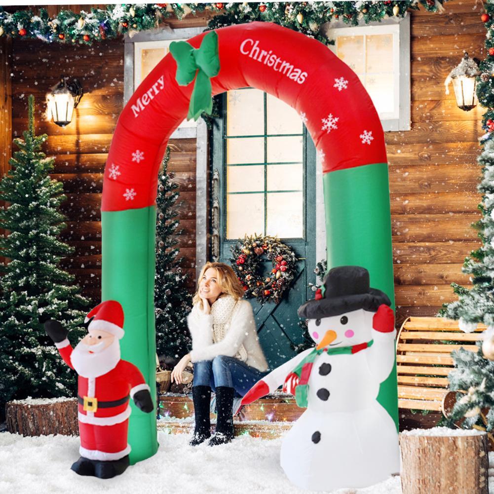 Arco gigante inflable de Papá Noel, muñeco de nieve, para jardín, patio, adornos navideños, festivales, fiestas, decoración de Año Nuevo