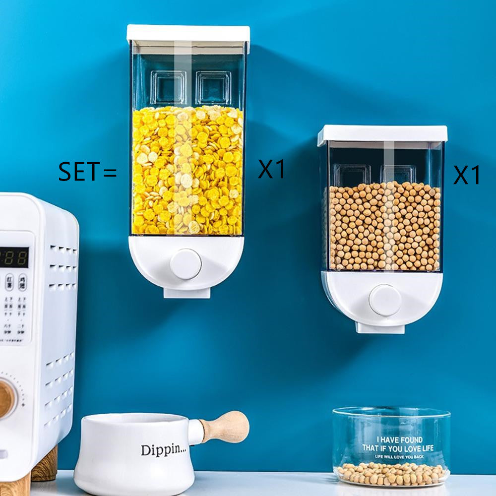 Recipiente de fácil prensado para almacenamiento de alimentos de cocina Dispensador de cereales Caja de almacenamiento de alimentos montada en la pared