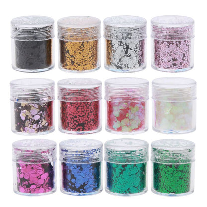 Hexagonal glitter, 12 colors mixed with high quality glitter