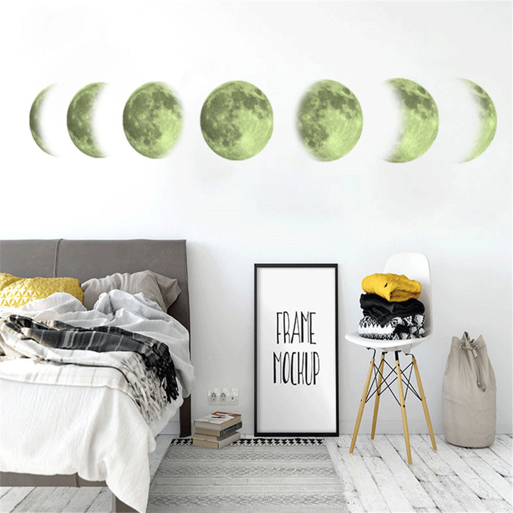 Pegatinas de pared con mapa de luna luminosa que cambian de mapa