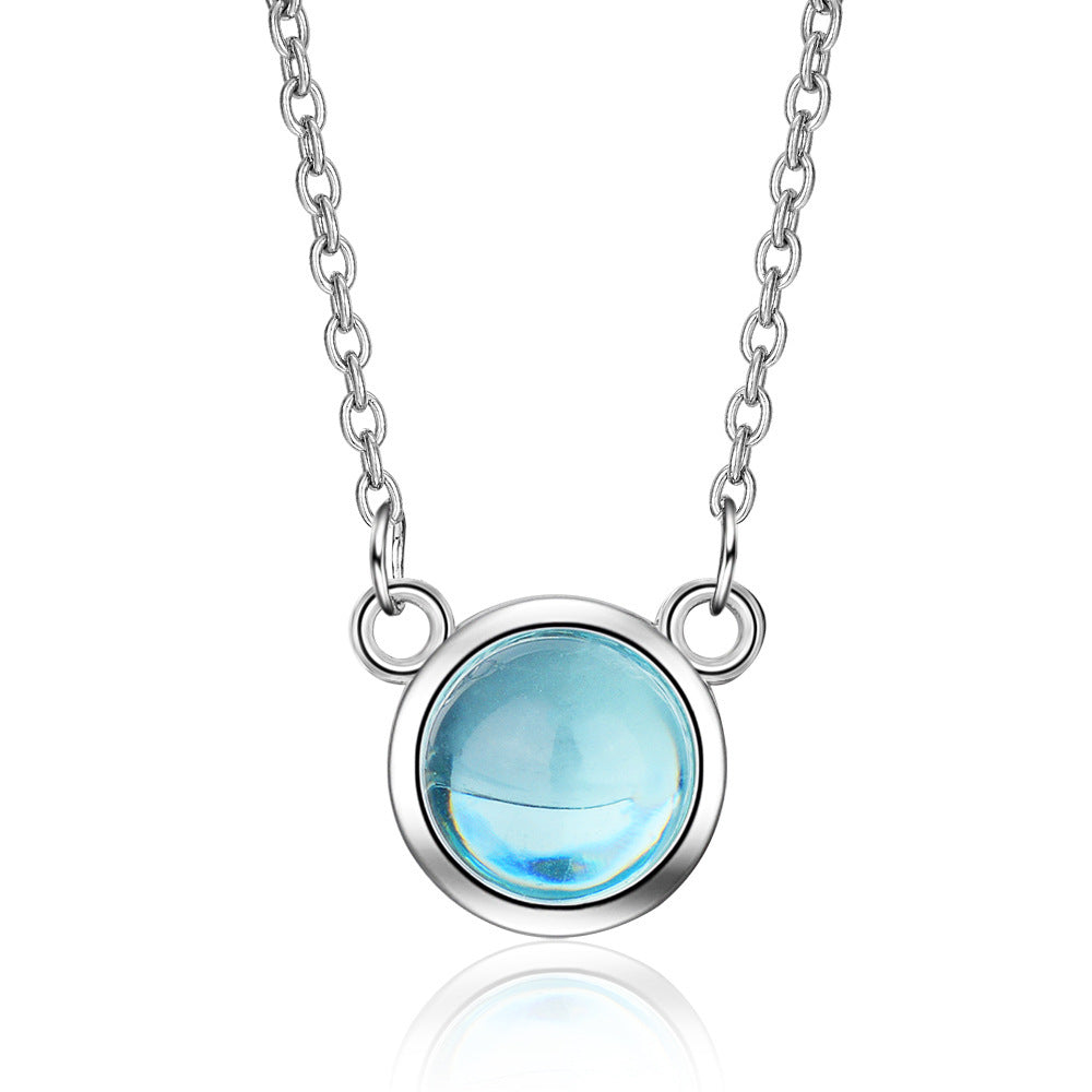 Blue gradient round temperament clavicle chain