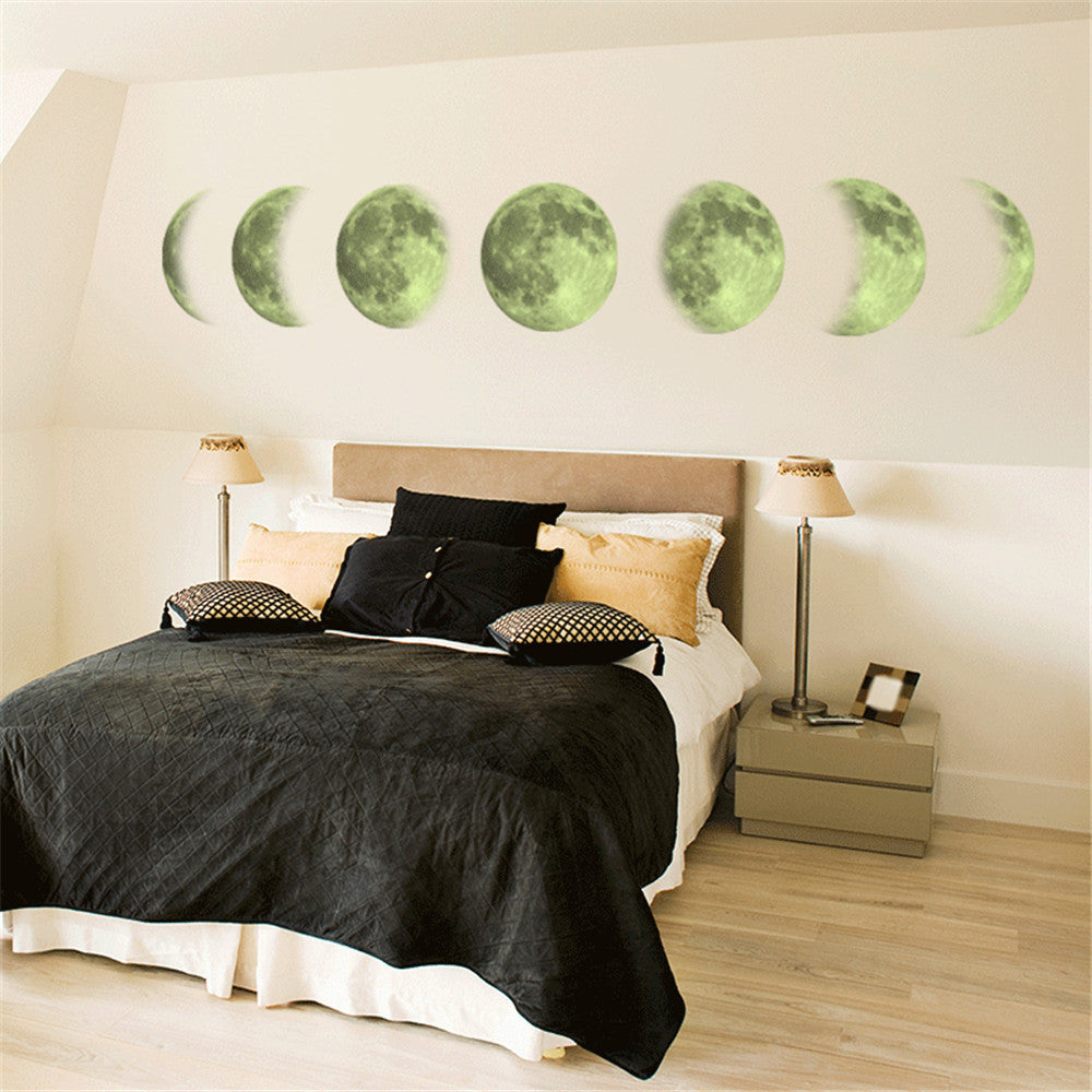 Pegatinas de pared con mapa de luna luminosa que cambian de mapa