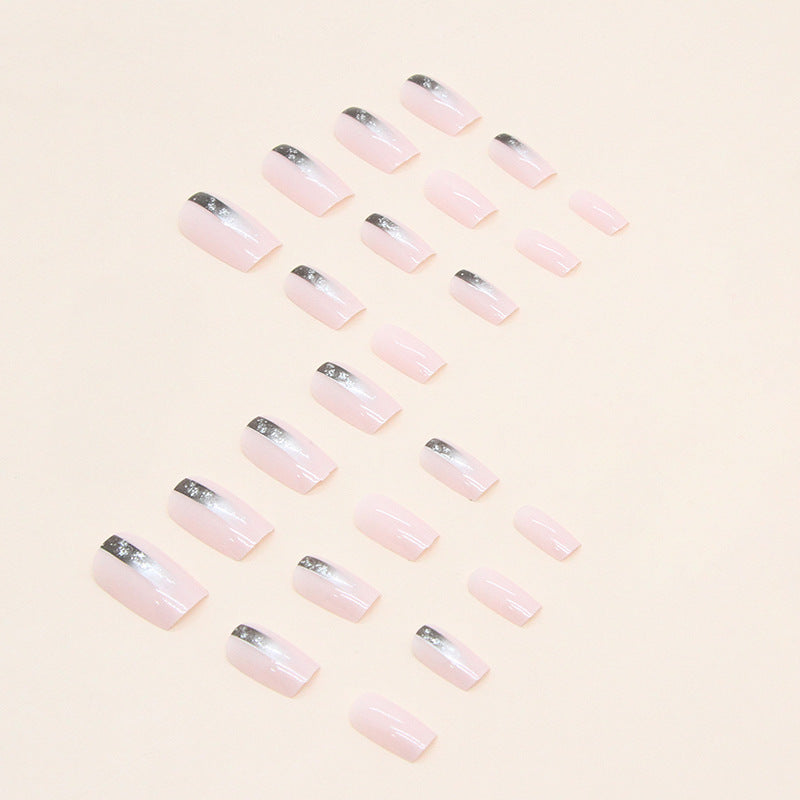 Simple European Square Fake Nails Black Gradient