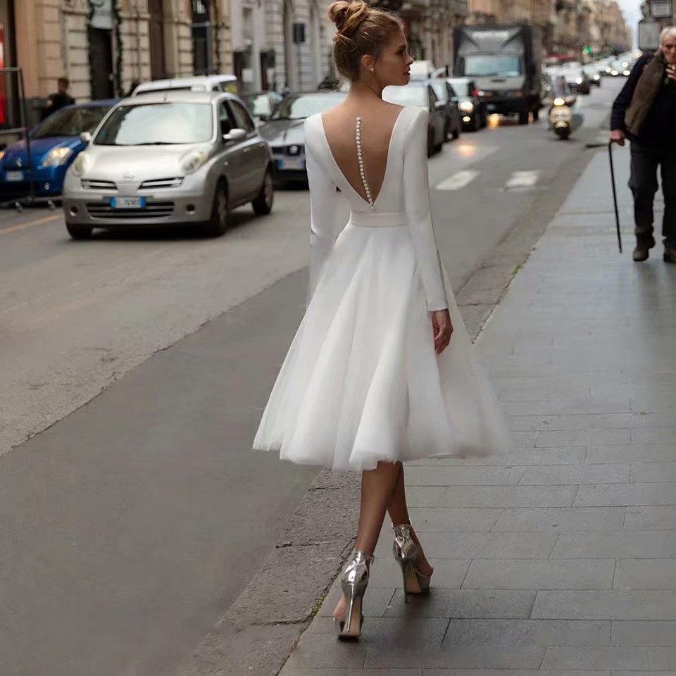 Vestido de novia corto para mujer Vestido de noche