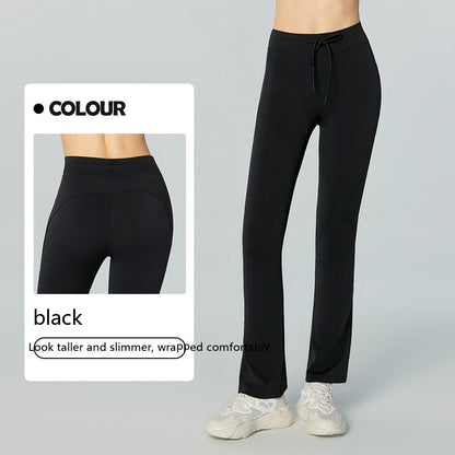 Pantalones de yoga casuales que adelgazan la cintura y levantan la cadera Pantalones de yoga con bolsillos bilaterales y cintura acampanada