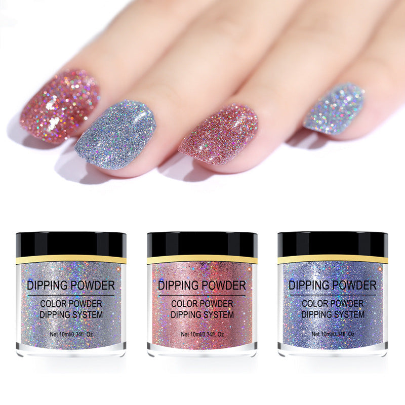 Polvo para uñas con brillantina láser