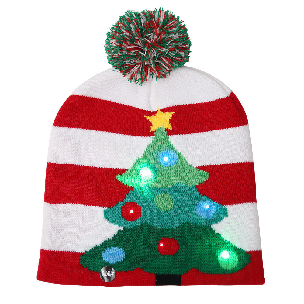 Gorro navideño de punto con luces LED