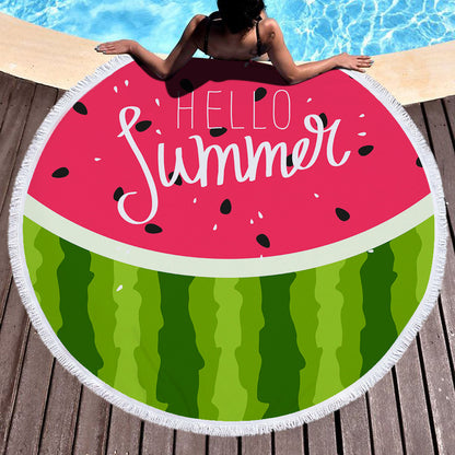 Summer round printed beach towel