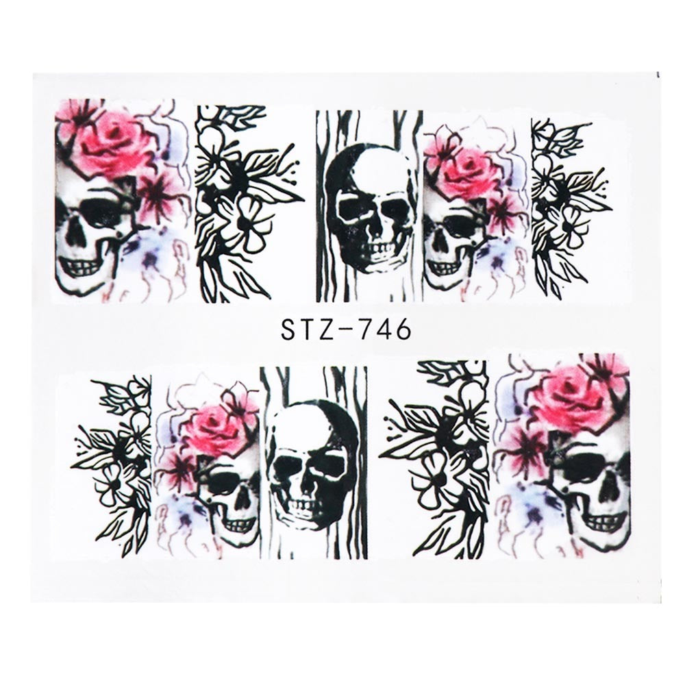 Halloween Theme Skull And Devil Water Transfer Nail Stickers