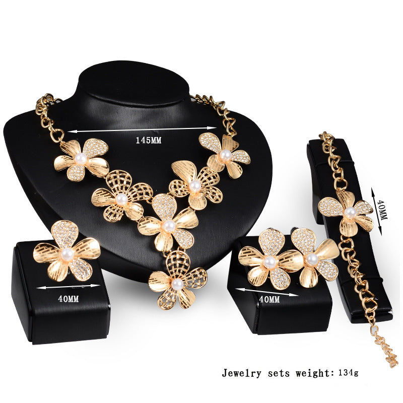 Gold Jewelry Exaggerated Alloy Four-piece Set